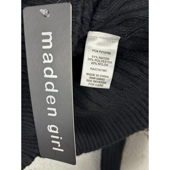 Madden Girl Juniors' Black Off-Shoulder Ribbed Sweater Size Medium NWT's - Picture 6 of 8